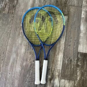 HEAD TI CONQUEST TENNIS RACQUET RACKET TITANIUM
TENNIS BLUE WHITE SET